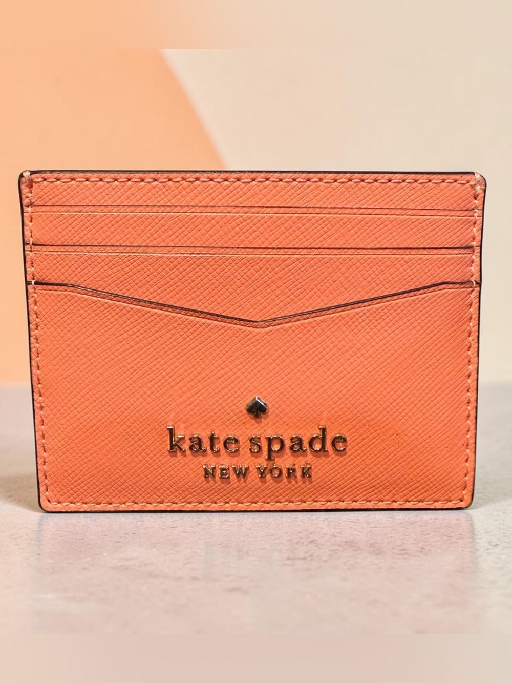 Kate Spade Staci Slim Coral Saffiano Leather Card Holder